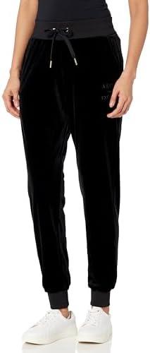 A | X ARMANI EXCHANGE Women's Stretch Velvet Sweatpant Jogger, Black, L