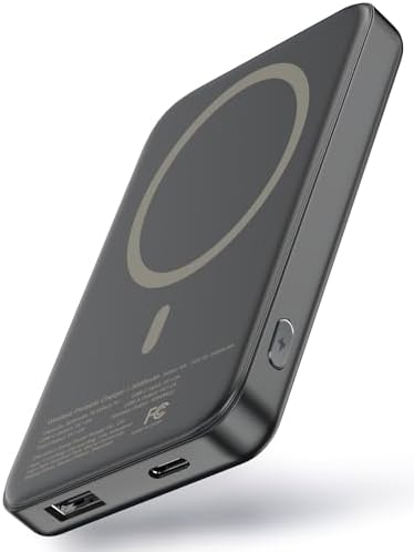 HAIARA for MagSafe Portable Charger, 5000mAh Wireless Magnetic Power Bank with USB C & A Charging, Slim Phone Battery Pack for iPhone 15/15 Pro/15 Pro Max, iPhone 14/13/12 Series - (Black)