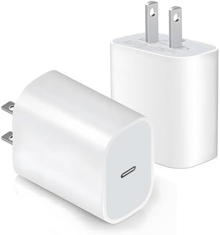 iPhone 20W USB-C Charger Block with PD Fast Charging Capability, Type C Wall Charger Compatible with iPhone 15 Pro Max/14/13/iPad [2 Pack]
