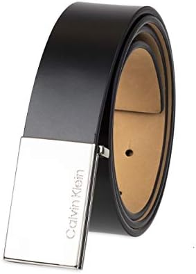 Calvin Klein Men's Casual Statement Plaque Buckle Belt with Logo Treatment
