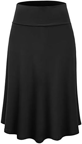Lock and Love Women's Solid Ombre Lightweight Flare Midi Pull On Closure Skirt S-XXXL Plus Size