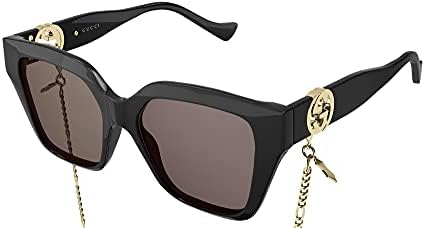 Gucci Women's Rectangular Sunglasses, Shiny Black, One Size
