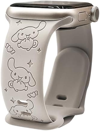 Cute Cartoon Bands Compatible with Apple Watch Band 38mm 40mm 41mm 44mm 45mm 42mm 49mm, Women Girls Soft Silicone Engraved Kawaii Style Sport Wristband for iWatch Series 9 8 7 6 5 4 3 2 1 SE Ultra