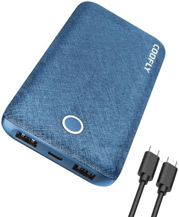 COOFLY Portable Charger, 10000mAh 5V/3A Power Bank, USB C in&Out High-Speed Charging Battery Pack Portable Phone Charger for iPhone 15 14 13 12 11 Samsung S22 S21 etc (Blue)
