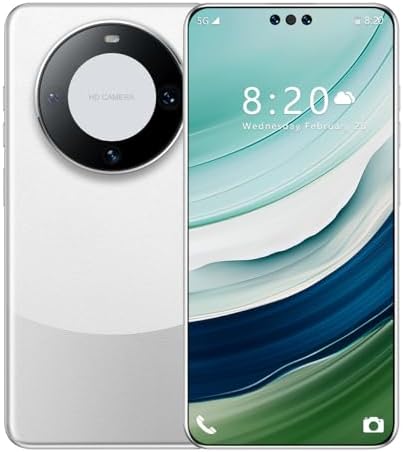 fuxinya Unlocked Cell Phones Mate 60 pro 8GB+128GB Octa | 6.8" Display | 13MP+50MP HD Camera | Android 13 | 5000mAh | 4G Dual SIM Smart Phone - White