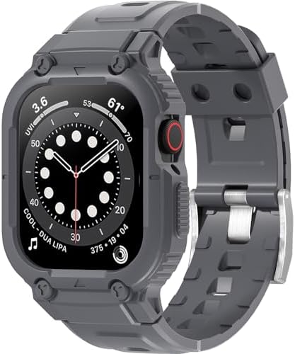 Shalila Rugged Shockproof Sport Bands Compatible with Apple Watch Band 38mm 40mm 41mm 42mm 44mm 45mm 49mm with Case, Protective Bumper Wristbands for iWatch Series Ultra/9/8/SE/7/6/5/4/3/2/1 Men Women