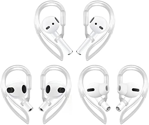 YINVA 3 Pairs Ear Hooks Compatible with AirPods Pro [Multi-Dimensional Adjustable] Accessories Compatible with Apple AirPods 3 2 1 Gen(Transparent)