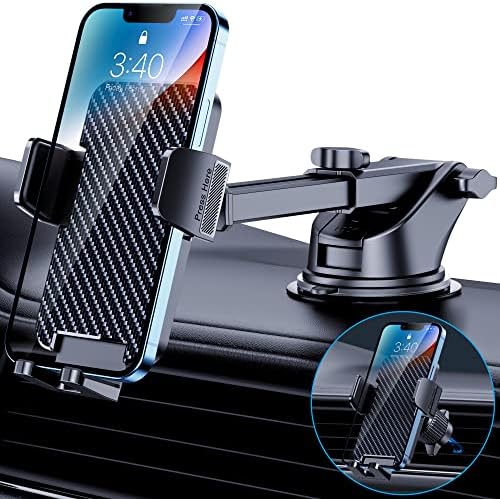 BIPOPIBO Car Phone Holder Mount Phone Mount for Car Dashboard Windshield Air Vent Universal Cell Phone Automobile Cradles Hands-Free Phone Stand for Car Fit iPhone Android