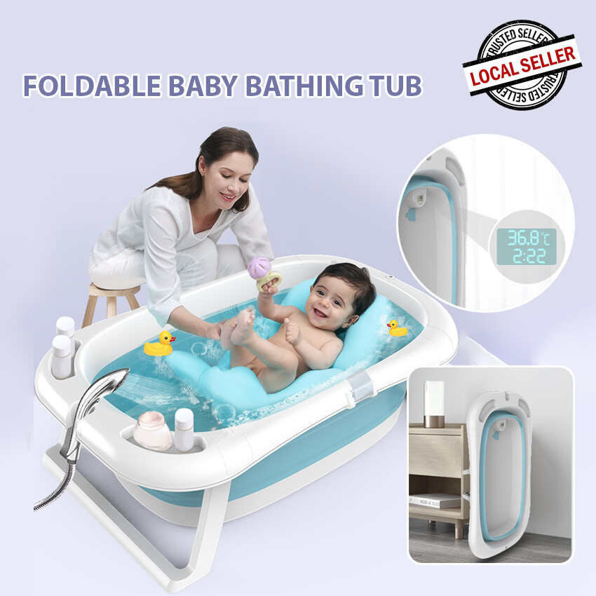 [Ready Stock] Children Folding Bath Tub Foldable Shower Basin Kids Baby Bathing Bathtub