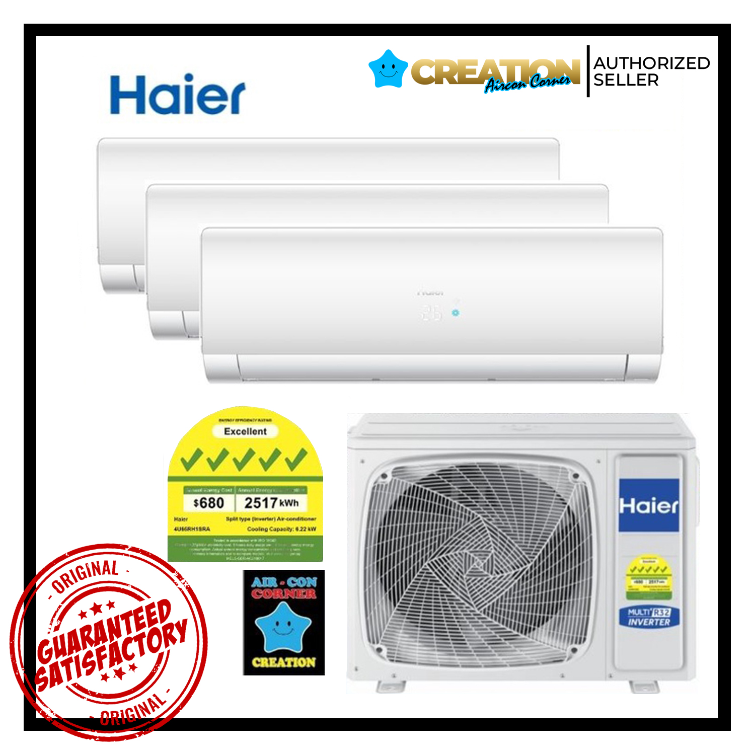 HAIER Sys 3 R32-5ticks Inverter wall mounted Air Con unit (Wholesale)