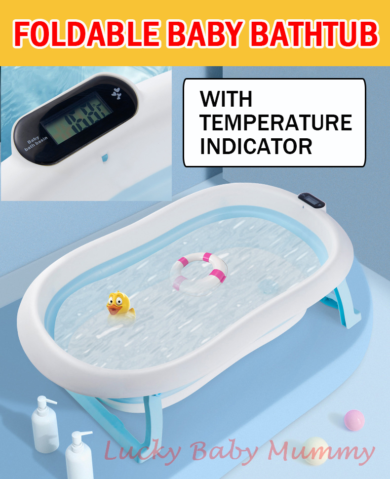 Baby Bath Tub with Thermometer Foldable Bathtub Child Children Newborn Kids Safety Tub/Local Stock