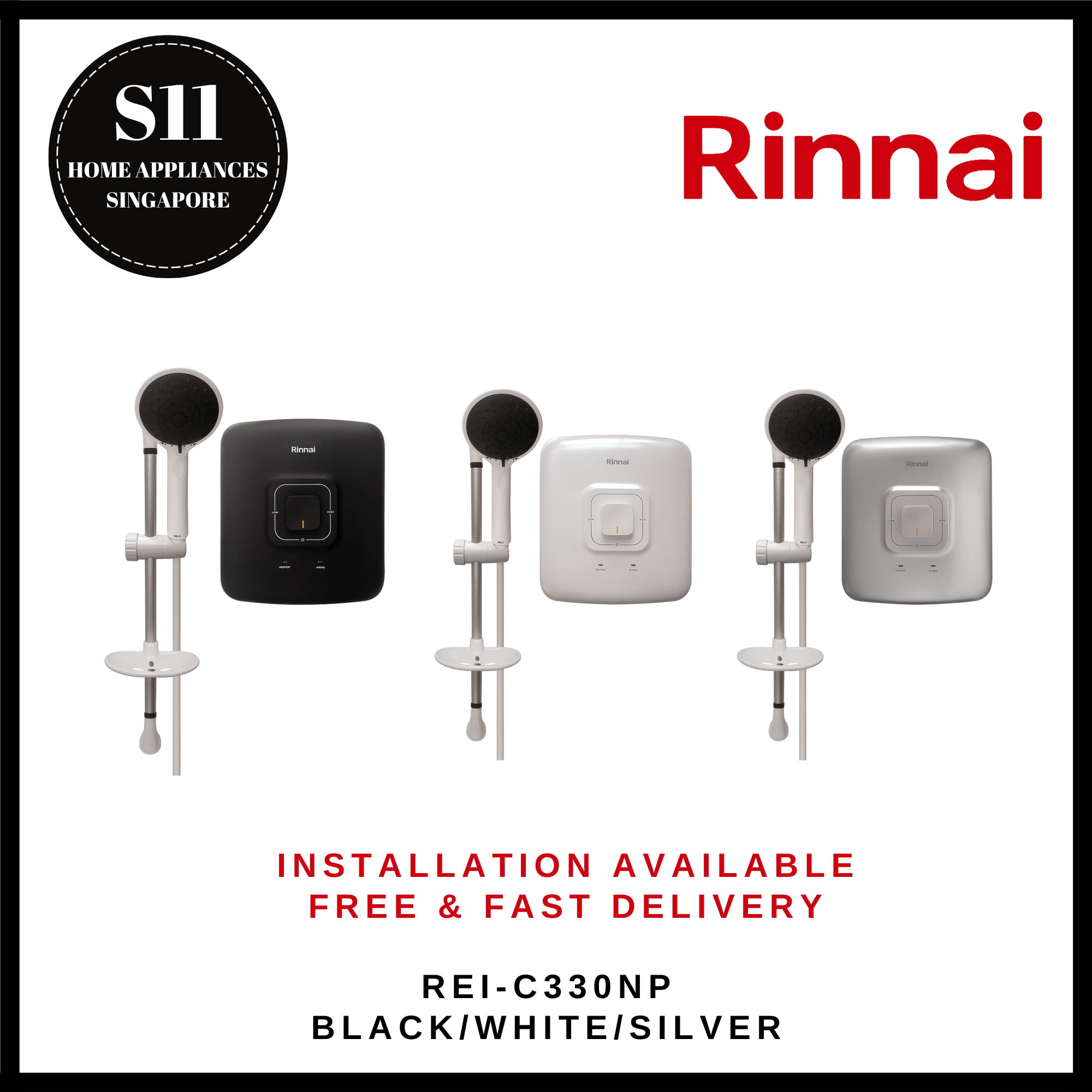 RINNAI REI-C330NP INSTANT HEATER HYDROTO SERIES HANDHELD SHOWER - READY STOCK & DELIVER IN 3 DAYS