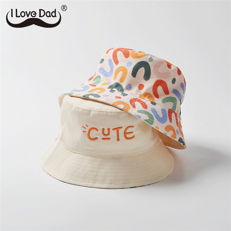 Summer Double Sided Baby Bucket Hat Letter Embroidered Kids Panama Cap Outdoor Windproof Children Boys Girls Sun Hats
