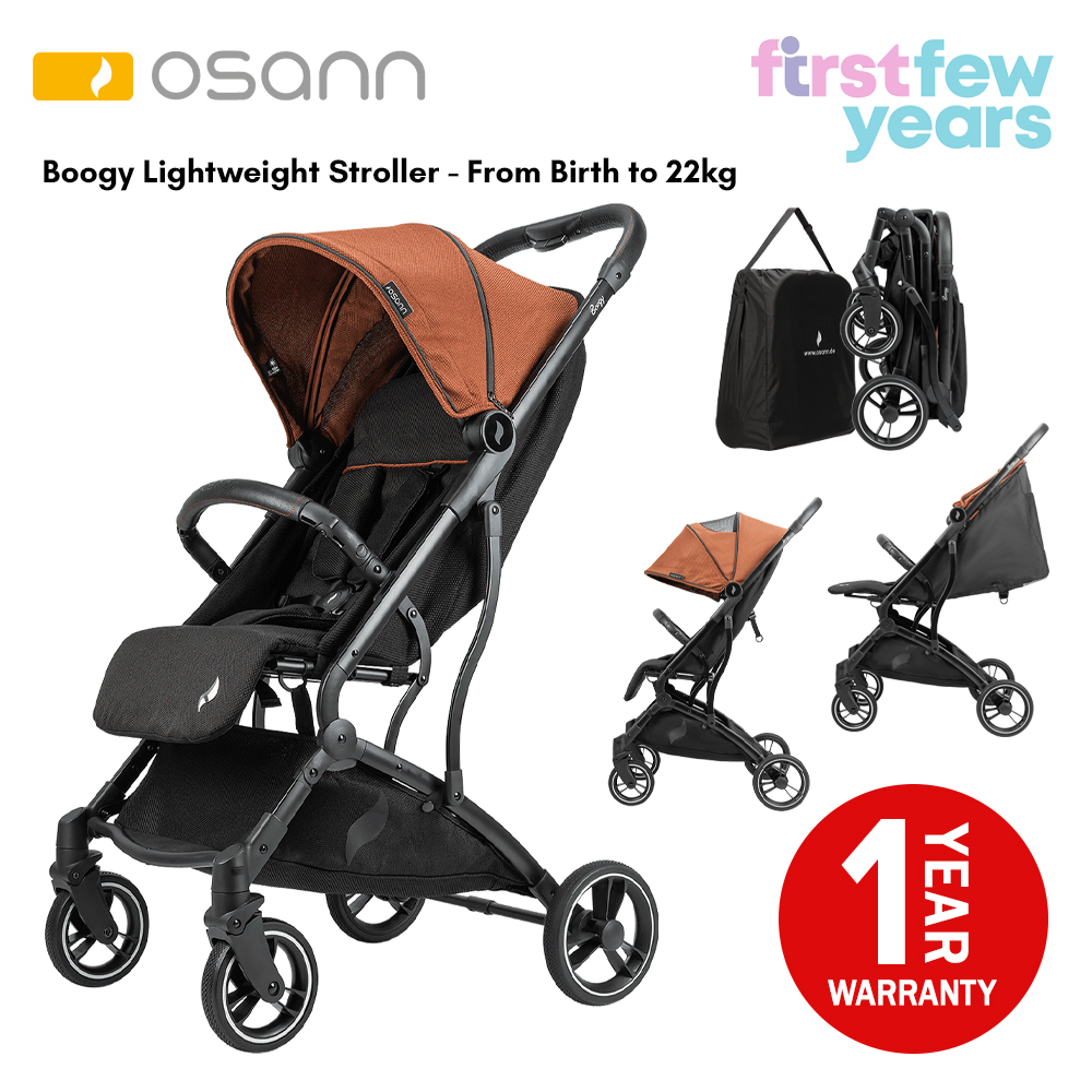 Osann Boogy Lightweight Stroller (4 Colors) - With Rain Cover, Travel/Transport Bag and Infant Car Seat Adaptor - One-hand Fold Compact Sport Stroller