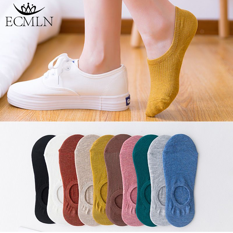 ECMLN Women Invisible Breathable Ankle Hosiery Cotton Boat Socks Low Cut