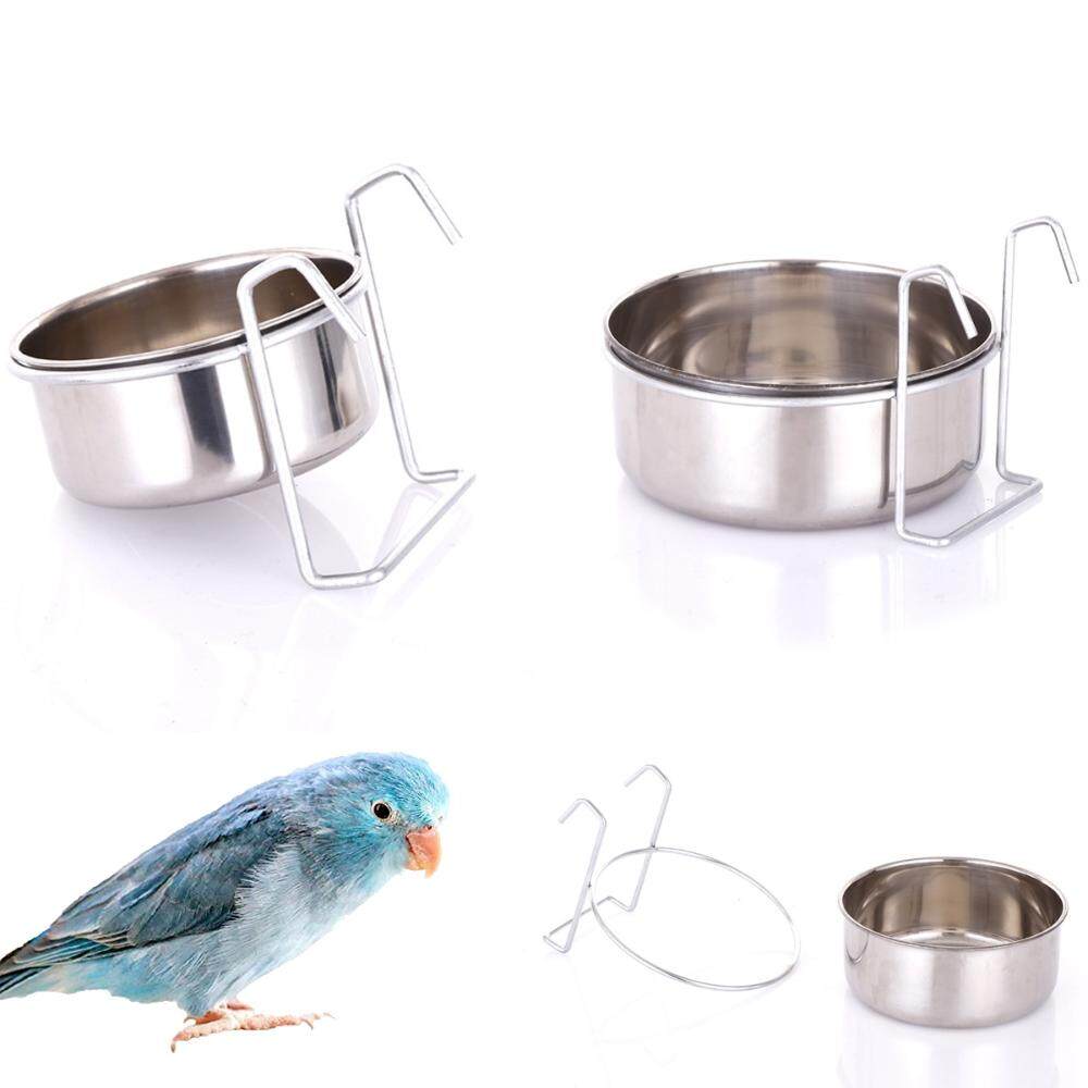 ZXCE Rabbit Stainless Steel Clamp-on Hang-on Puppy Water Drinker Bird Feeder Dog Feeding Bowl Cage Cup