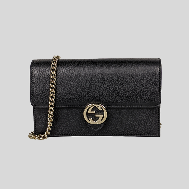 Gucci Icon GG Interlocking Wallet On Chain Crossbody Bag Black 615523