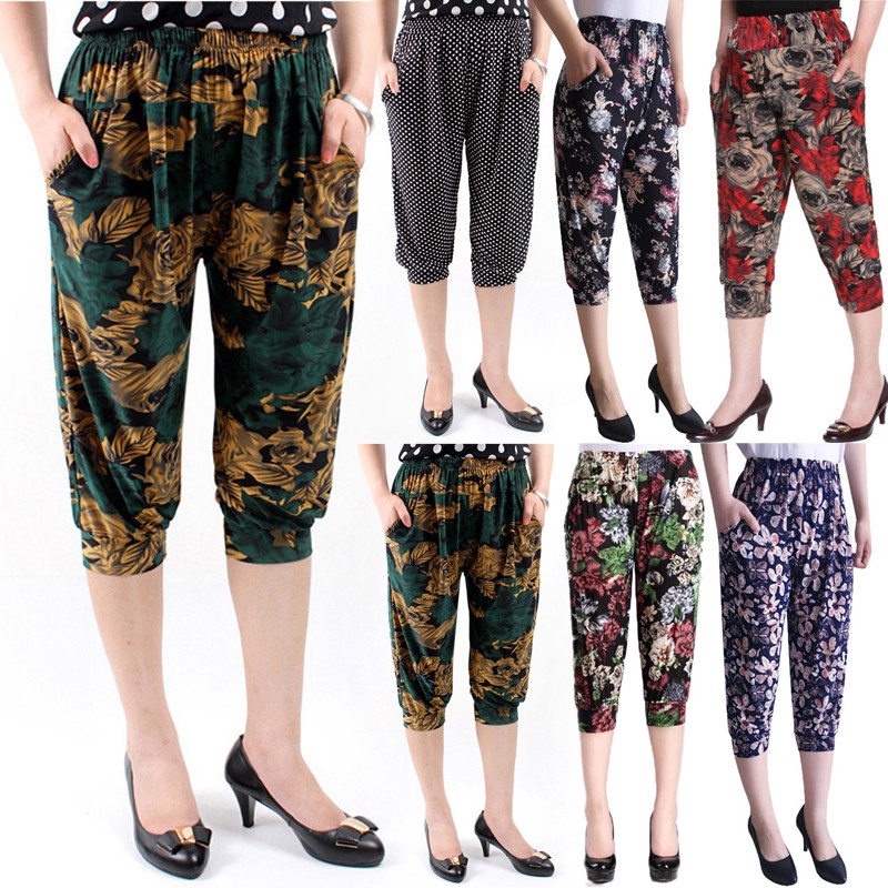 【YOUWORTH】 Trendy Middle Aged women's Harem Pants Comfortable Loose Fit with Pockets